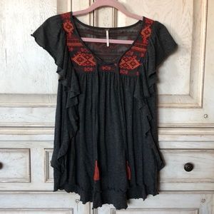 Free People Boho Flutter Sleeve Tee Shirt